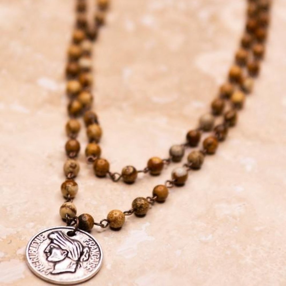 Double Trouble Layer Necklace-Brn